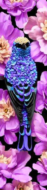 Free bird bookmark featuring a bird with violet flowers